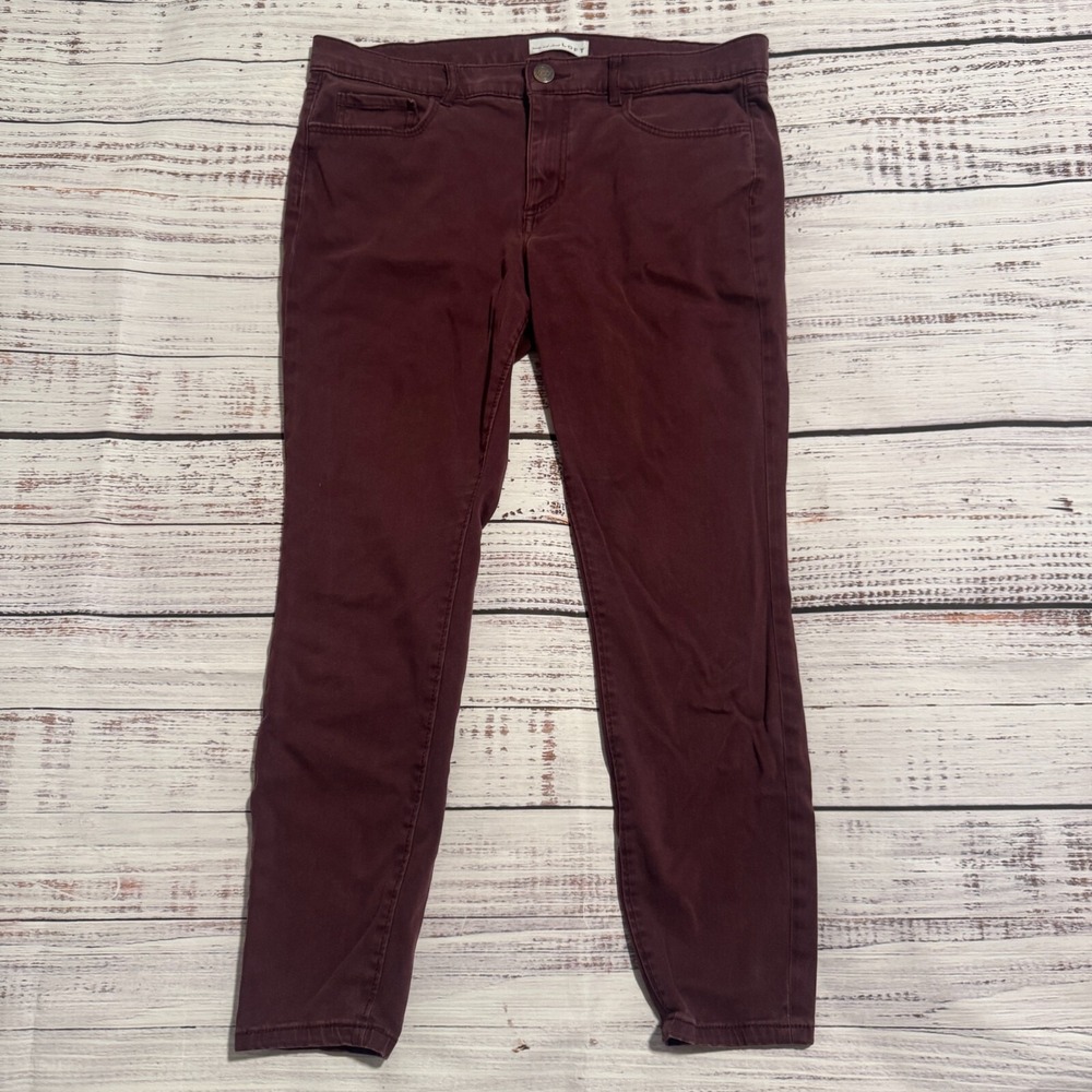 Ann Taylor Loft Curvy Straight Stretch Pants Maroon Women's Size 10 (Fits 32x23)